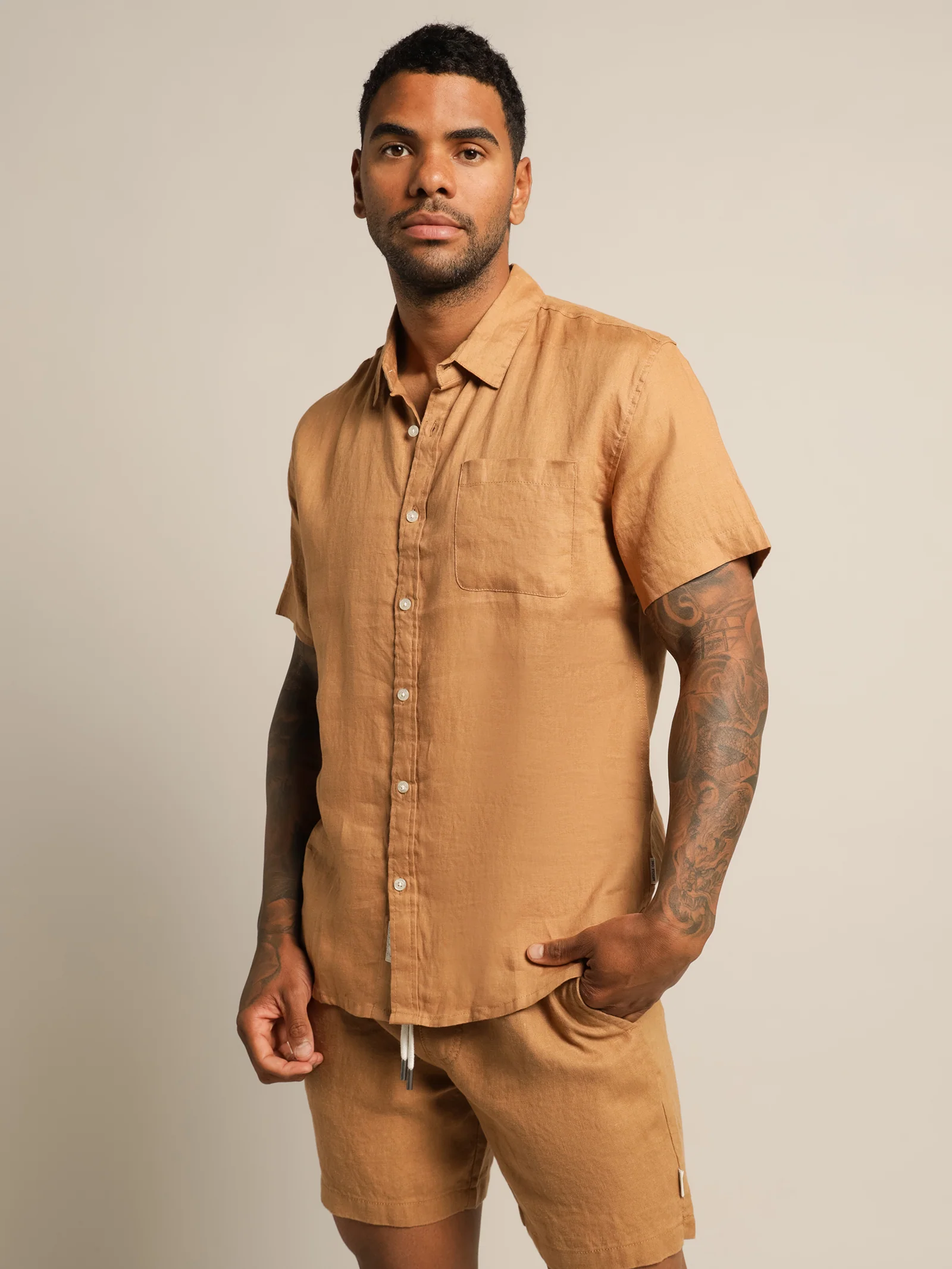 Nero Short Sleeve Linen Shirt - Image 4
